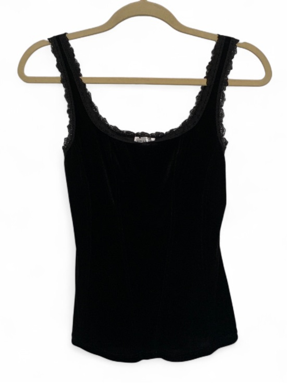 Y2K Arianne Black Lace-Trim Velvet Camisole